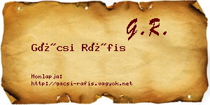 Gácsi Ráfis névjegykártya